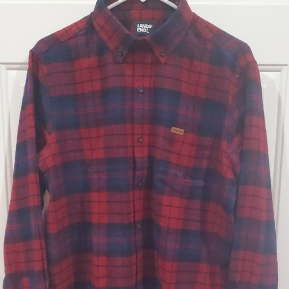 Lands' End Other - Lands' End Men's Flannel Blue and Red Plaid Button Down Shirt